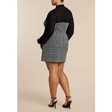 ELOQUII Women's Plus Size Tweed Twofer Mini Dress
