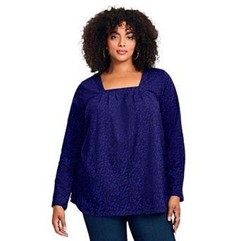 Avenue Women's Plus Size Square Neck Pleated Tunic