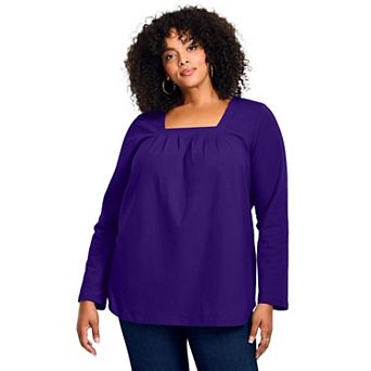 Avenue Women's Plus Size Square Neck Pleated Tunic