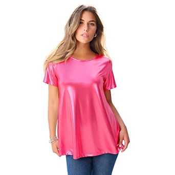 Roaman's Women's Plus Size Metallic Swing Tee
