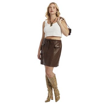 June & Vie Women's Plus Size Pointelle Cropped Sweater