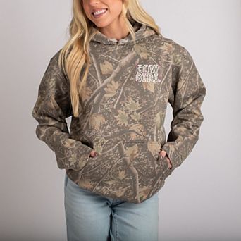 Embroidered Cow Girl Stacked - Camo Hoodie