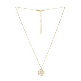 AGP PARIS Golden Clover Sparkle Floral Pendant