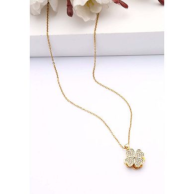AGP PARIS Golden Clover Sparkle Floral Pendant