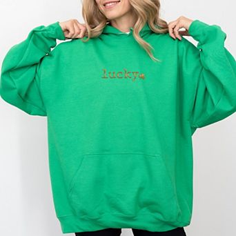 Lucky Typewriter Clover Puff Print - Women's Graphic Hoodie