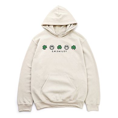 Embroidered S.W. Smiley Clovers Row - Women's Graphic Hoodie