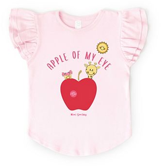 Mini Smiley Apple Of My Eye - Flutter Sleeve Graphic T-Shirt