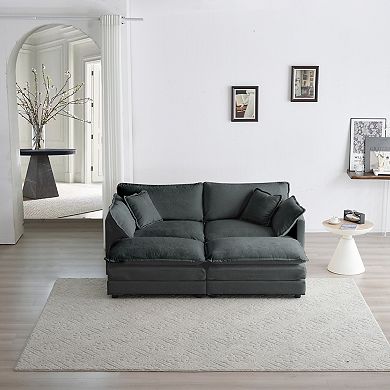 Merax Modular Loveseats with Ottomans and Pillows