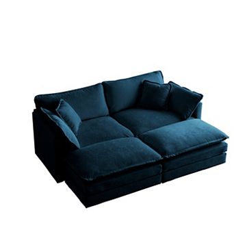 Merax Modular Loveseats with Ottomans and Pillows