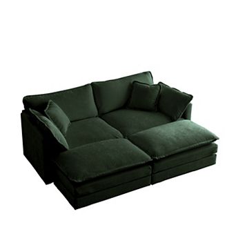 Merax Modular Loveseats with Ottomans and Pillows