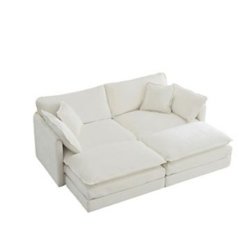 Merax Modular Loveseats with Ottomans and Pillows