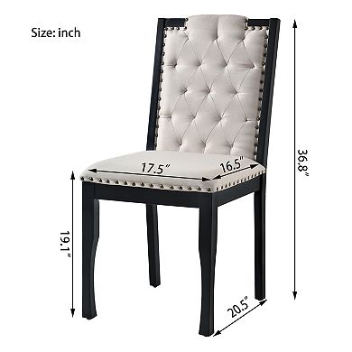 Merax Upholstered Dining Chairs Set of 4, High Back Diamond Button Tufted Kitchen Chairs