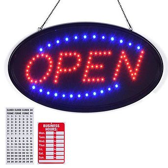 23" x 14" LED Open Sign: High Visibility, Flashing, Energy-Efficient for Bars, Shops, Hotels