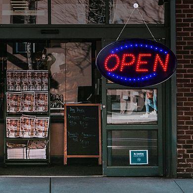 23" x 14" LED Open Sign: High Visibility, Flashing, Energy-Efficient for Bars, Shops, Hotels