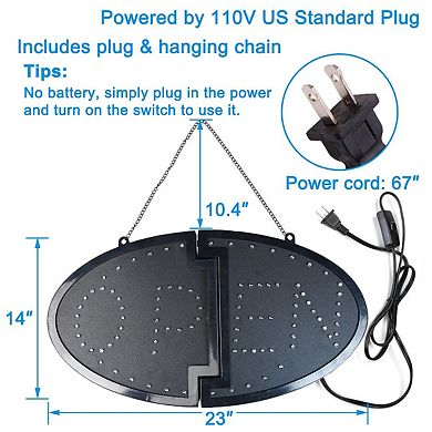23" x 14" LED Open Sign: High Visibility, Flashing, Energy-Efficient for Bars, Shops, Hotels