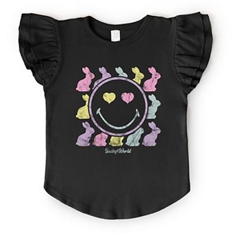 SmileyWorld Bunny Silhouettes - Flutter Sleeve Graphic T-Shirt