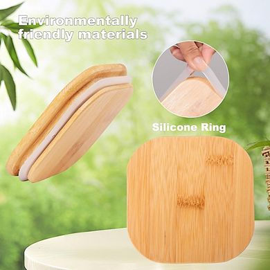 Glass Food Storage Jars with 100% Bamboo Lids, 6-Piece 37 oz Airtight Set