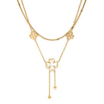 AGP PARIS Diva Double Layered Floral Tassel Chain Necklace