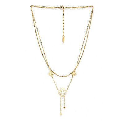 AGP PARIS Diva Double Layered Floral Tassel Chain Necklace