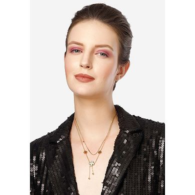 AGP PARIS Diva Double Layered Floral Tassel Chain Necklace