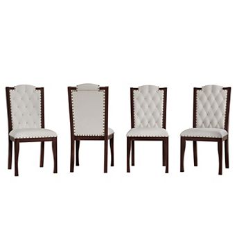 Merax Upholstered Dining Chairs Set of 4, High Back Diamond Button Tufted Kitchen Chairs
