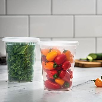 32 oz Clear Plastic Deli Containers with Lids, BPA-Free, Airtight, 48-Pack