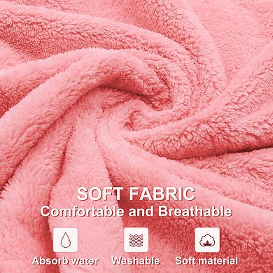 Women's Twist Hair Towel Wrap With Button, 2 Pack Set, Super Absorbent, Quick Dry