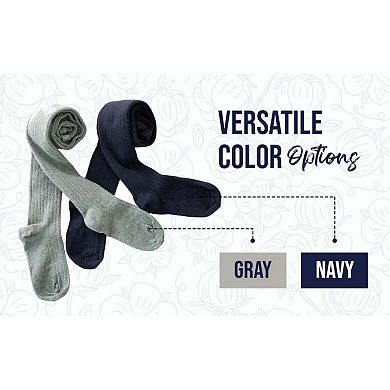 Young Girls and Tweens Combed Cotton Ribbed Tights, School Uniform Seamless Toe Comfortable