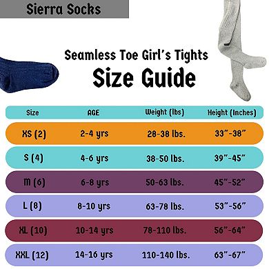 Young Girls and Tweens Combed Cotton Ribbed Tights, School Uniform Seamless Toe Comfortable