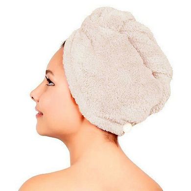 Women's Twist Hair 4 Pack Set Towel Wrap With Button, Super Absorbent, Quick Dry