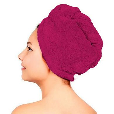 Women's Twist Hair 4 Pack Set Towel Wrap With Button, Super Absorbent, Quick Dry
