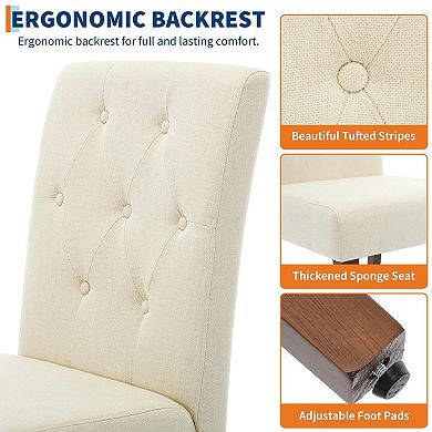 Set of 4 Gray Linen Upholstered Dining Chairs