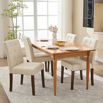 Set of 4 Gray Linen Upholstered Dining Chairs