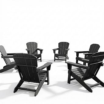 Modern HDPE Plastic Adirondack Chair Set of 6
