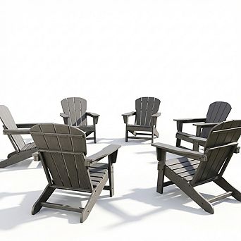 Modern HDPE Plastic Adirondack Chair Set of 6