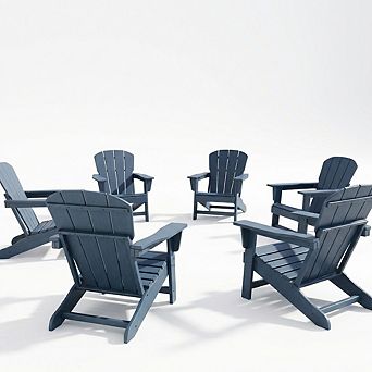 Modern HDPE Plastic Adirondack Chair Set of 6