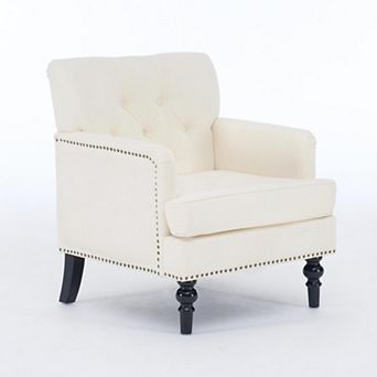 Lufeiya Tufted Corduroy Club Accent Chair with Studded Details, Modern Upholstered Reading Armchair