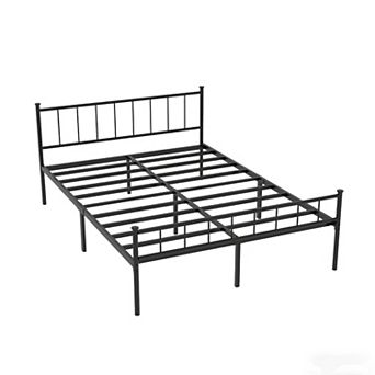 Lufeiya Full/Queen Metal Bed Frame with Headboard and Footboard, No Box Spring Needed