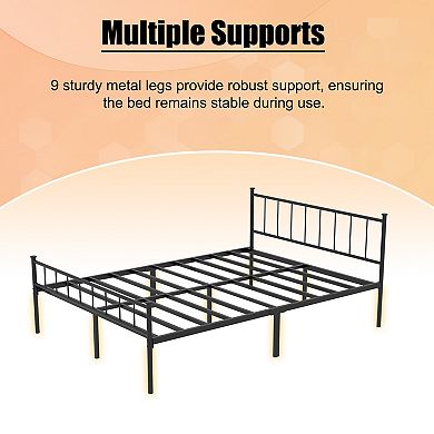 Lufeiya Full/Queen Metal Bed Frame with Headboard and Footboard, No Box Spring Needed
