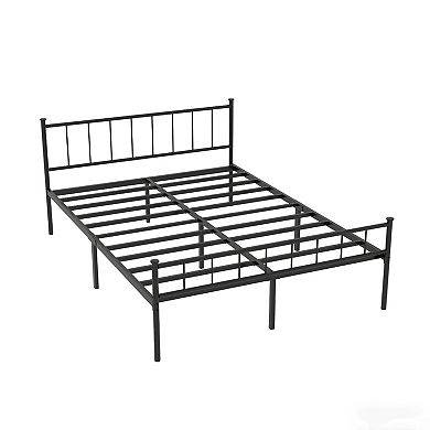 Lufeiya Full/Queen Metal Bed Frame with Headboard and Footboard, No Box Spring Needed