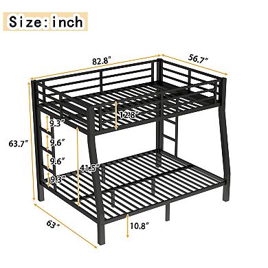 Lufeiya Full XL Over Queen Metal Bunk Bed Frame with Ladders, Heavy Duty Space-Saving Bunk Bed
