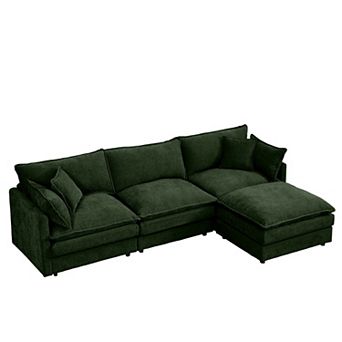Lufeiya 102 Inch Modular Sectional Sofa with Movable Ottoman, L-Shaped Chenille Couch, Memory Foam