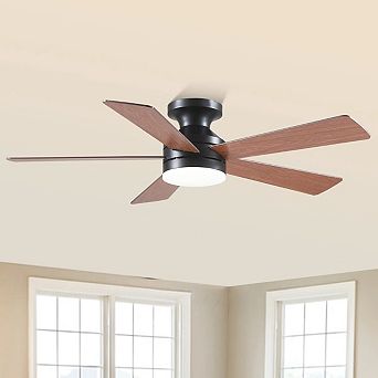 46 Inch Flush Mount Ceiling Fan with Light Quiet DC Motor Remote App Indoor Outdoor