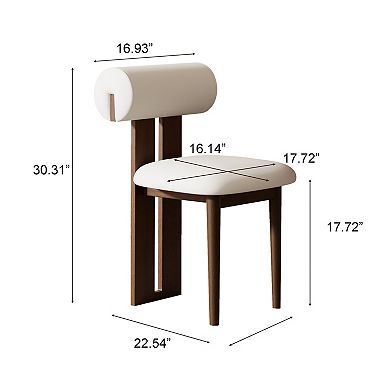2PCS Modern Dining Chairs White PU Leather Upholstered Dining Room Chair