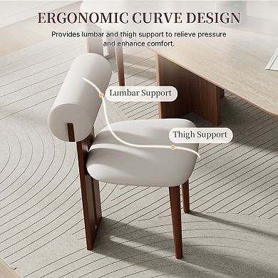 2PCS Modern Dining Chairs White PU Leather Upholstered Dining Room Chair