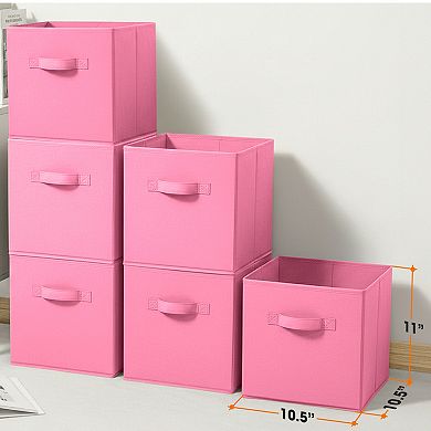 Cheer Collection 6 Pack Fabric Storage Cubes with Handles Collapsible Organizer Bins