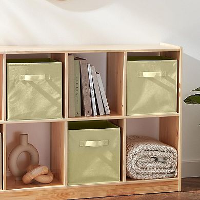 Cheer Collection 6 Pack Fabric Storage Cubes with Handles Collapsible Organizer Bins