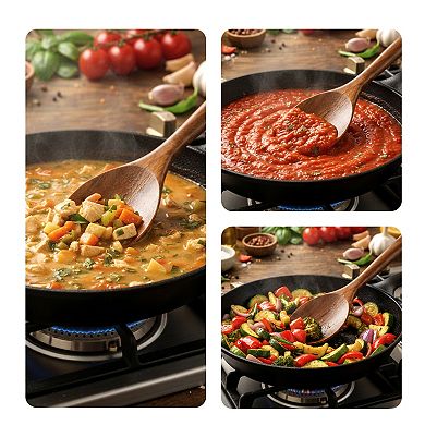 Cheer Collection Teak Wood Mixing Spoon with Deep Bowl and Hanging Loop