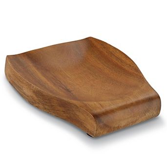 Cheer Collection Teak Wood Spoon Rest with Non-Slip Base, 4.5-Inch Natural Finish