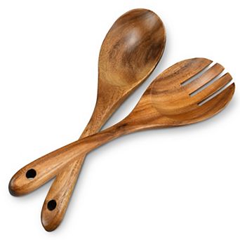 Cheer Collection Teak Wood Salad Spoon and Fork Set for Serving and Tossing